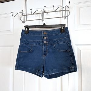 Tinseltown Junior's Size 5 Blue High Waisted Denim Jean Shorts